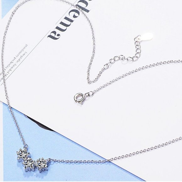 #NEW 925 Sterling Silver Diamond Triple Star Necklace - Picture 3 of 5